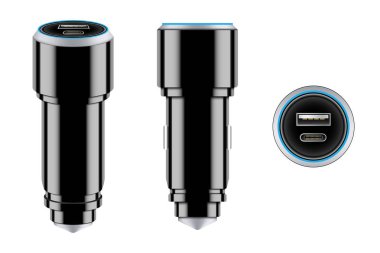 Şarj cihazı araba Usb cihazları üzerinde şeffaf arka plan izole yaratıcı vektör Illustration. Sanat tasarım elektronik aygıt şablonu. Dönüşüm ve bağlantı için soyut kavram grafik öğesi