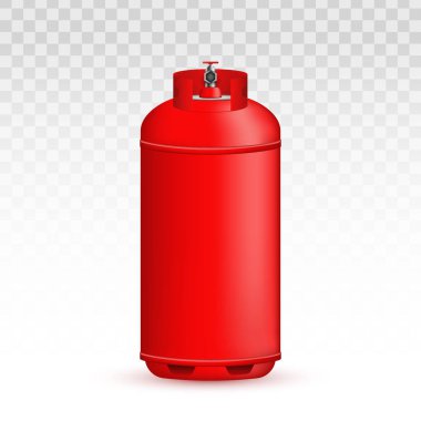 Gaz silindir, tank, balon, propan, bütan, asetilen, karbondioksit şeffaf arka plan üzerinde izole konteyner yaratıcı vektör Illustration. Sanat tasarım şablonu. Soyut kavram öğesi