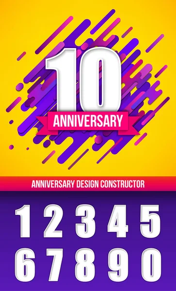 Creative vector illustration of anniversary logo celebration sign with different dates isolated on transparent background. Art design modern birthday, party template. Abstract concept graphic element — Stock Vector