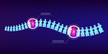 Omurga röntgeni, ağrı boyun, disk bozulması, yaralanma tedavi arka plan üzerinde yaratıcı vektör Illustration. Sanat tasarım tıbbi banner şablon. Soyut kavram sağlık Infographic grafik öğesi