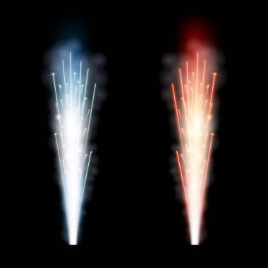Saydam arka plan üzerinde izole sparks selam havai fişek Çeşme yaratıcı vektör Illustration. Köpüklü pillar yangın şablonunun tasarım sanat. Soyut kavram grafik Noel öğe