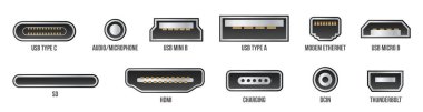 Usb bilgisayar evrensel bağlayıcılar simgesi simgesi üzerinde şeffaf arka plan izole yaratıcı vektör Illustration. Mini, mikro, şimşek, tip A, B, C tasarım fişler. Soyut kavram grafik öğesi