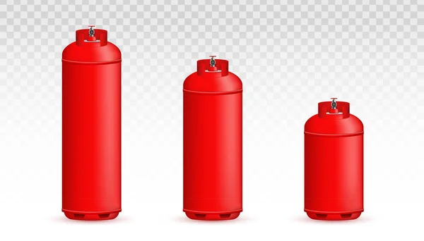高圧ガス容器、タンク、バルーン、プロパン、ブタン、アセチレン、透明な背景に分離した二酸化炭素のコンテナーの創造的なベクトル イラスト。アート デザイン テンプレートです。抽象的な概念の要素 — ストックベクタ