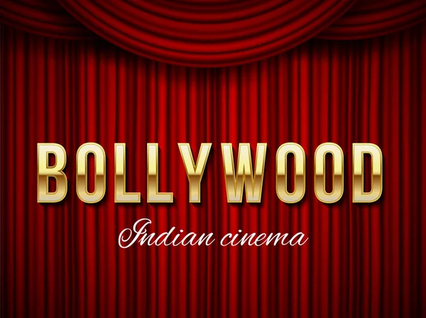 Ilustração vetorial criativa do fundo do cinema de bollywood. Desenho de arte filme indiano, cinematografia, banner de teatro ou modelo de cartaz. Abstrato conceito gráfico placa de filme elemento em cortinas vermelhas —  Vetores de Stock