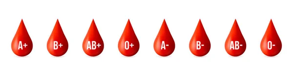 在透明背景下分离的血型组的创造性载体说明。艺术设计红色下降图标。抽象概念图形医学捐献者日元素 — 图库矢量图片