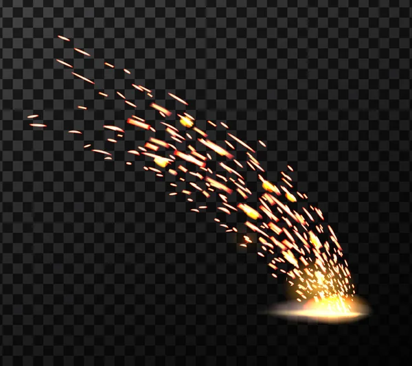 Illustrazione vettoriale creativa di scintille di fuoco metalliche di saldatura isolate su sfondo trasparente. Design artistico durante il modello di taglio del ferro. Concetto astratto elemento grafico di saldatura Illustrazione Stock