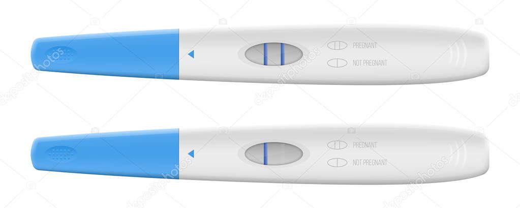Creative vector illustration of positive, negative 2 lines pregnancy test kits isolated on transparent background. Art design pregnant, childbirth template. Abstract concept graphic element