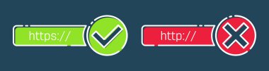 Http, https protokolü bağlantı ssl şifreleme web sitesi üzerinde şeffaf arka plan izole yaratıcı vektör Illustration. Güvenli, güvenli tarama şablonu tasarım sanat. Soyut kavram grafik öğesi