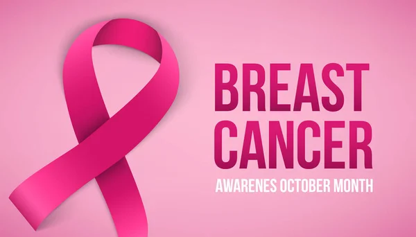 Illustrazione creativa vettoriale della campagna di sensibilizzazione sul cancro al seno in ottobre sfondo mese. Art design realistico colpo nastro rosa. Concetto astratto elemento grafico in carta o tessuto — Vettoriale Stock