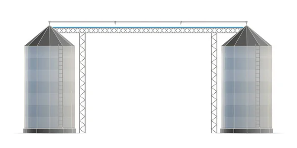 Kreatív vektoros illusztráció mezőgazdasági silo tárháza gabona tároló lift elszigetelt átlátszó háttér. Art tervezősablon farm. Absztrakt fogalom grafikus búza, kukorica tartály elem — Stock Vector