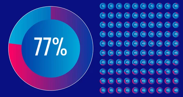 Kreative Vektorillustration der Kreisdiagramme 0 bis 100, isoliert auf transparentem Hintergrund. art design web, ui, pie charts infographic template. abstraktes Konzept grafisches Element Stockvektor