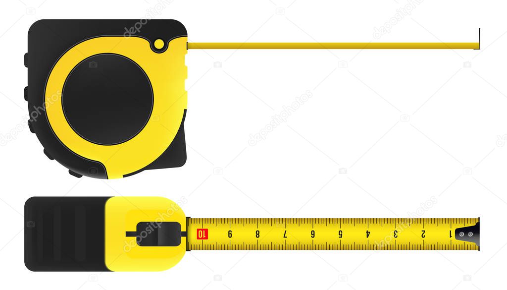 Creative vector illustration of tape measure, measuring tool, ruler, meter isolated on transparent background. Art design roulette template. Abstract concept graphic element