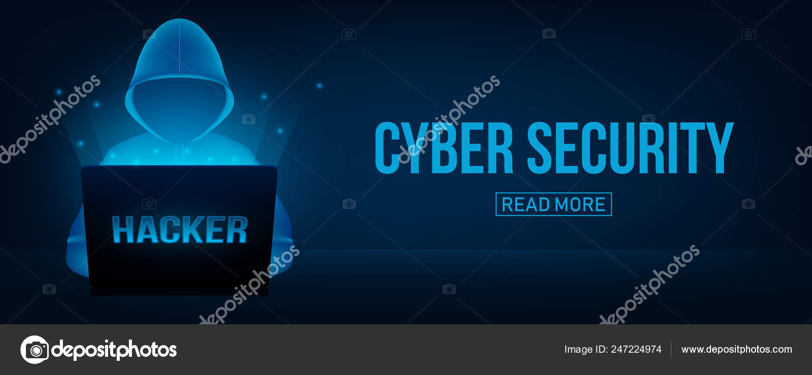 Creative vector illustration of computer hacker with hoodie and dark ...