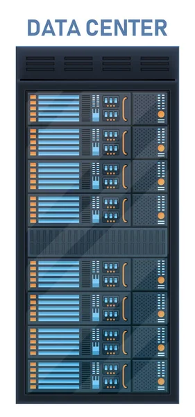 Ilustração vetorial criativa da sala de rack do servidor, centro de banco de dados grande isolado em fundo transparente. Art design tecnologia de hospedagem web. Abstrato conceito gráfico elemento de serviço de computador — Vetor de Stock