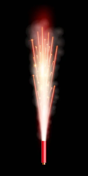 Creatieve vectorillustratie van vuurwerk fontein van sparks salute geïsoleerd op transparante achtergrond. Kunst ontwerpen sprankelende pijler van brand sjabloon. Abstract begrip grafisch kerst element — Stockvector