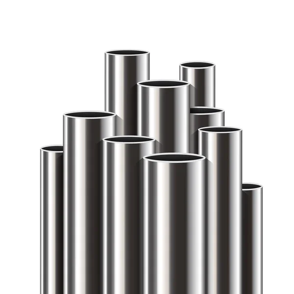 Creative vector illustration of steel, aluminum, copper, metal pipes, profile stack of tube, pvc isolated on transparent background. Art design industrial template. Abstract concept graphic element — Stock Vector