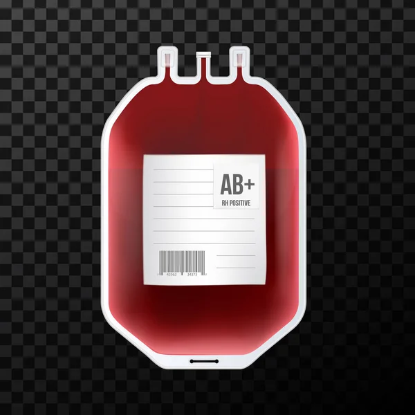 Illustrazione vettoriale creativa di Blood Bag con tipo, contenitore di plastica per plasma isolato su sfondo trasparente. Modello di design artistico. Concetto astratto elemento clinico di medicina grafica — Vettoriale Stock