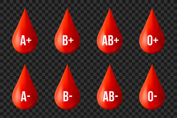 Illustrazione vettoriale creativa del gruppo sanguigno isolato su sfondo trasparente. Art design icone goccia rossa. Abstract concetto grafico medicina donatore giorno elemento — Vettoriale Stock