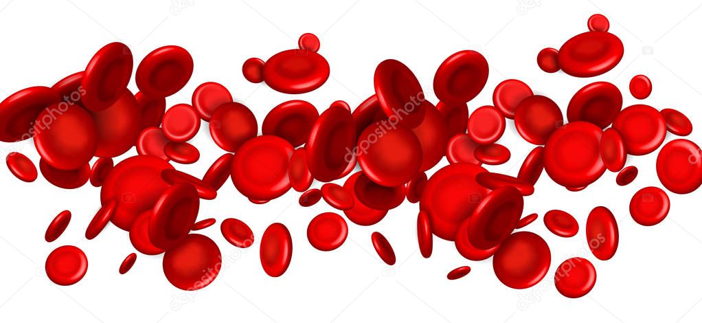 Creative vector illustration of red blood cells stream, microbiological medical erythrocyte background. Art design medicine. Abstract concept graphic science element