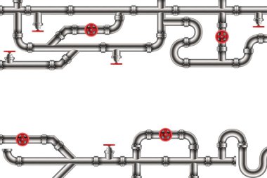 Endüstriyel yağ, su, gaz boru sistemi ve tesisat boru hattı bağlantı parçaları, vanalar arka plan üzerinde yaratıcı vektör Illustration. Sıhhi tesisat ve musluklar tasarım sanat. Soyut kavram grafik öğesi