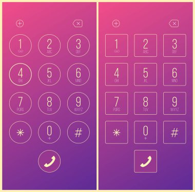 Telefon arama, tuş takımı üzerinde şeffaf arka plan izole sayılarla yaratıcı vektör Illustration. Sanat tasarım smartphone touchscreen aygıt. Soyut kavram grafik kullanıcı arabirimi öğesi
