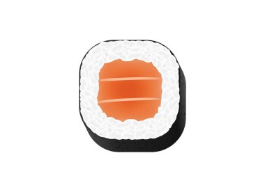 Somon suşi adet rulo üzerinde şeffaf arka plan izole tutan chopsticks yaratıcı vektör Illustration. Sanat tasarım Aperatif şablonu. Soyut kavram Restoran, bar, dükkan menü grafik öğesi