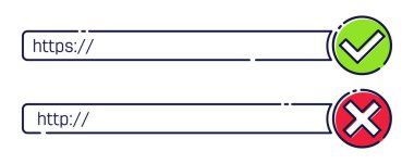 Http, https protokolü bağlantı ssl şifreleme web sitesi üzerinde şeffaf arka plan izole yaratıcı vektör Illustration. Güvenli, güvenli tarama şablonu tasarım sanat. Soyut kavram grafik öğesi
