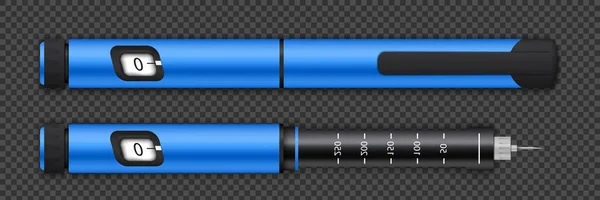 Kreative Vektorillustration von Insulinpens und Blutzuckermessung für Diabetiker im Hintergrund. Kunst Design Behandlung Diabetes Krankheit Vorlage. abstraktes Konzept grafisches Element — Stockvektor