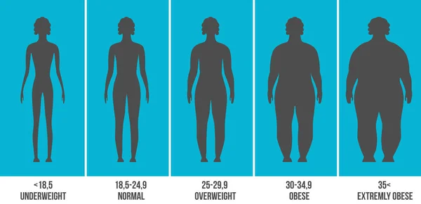 Ilustracja wektorowa Creative bmi, wykres infografikę wskaźnik masy ciała z sylwetki i skali na przezroczystym tle. Sztuka projektowania zdrowia życie szablonu. Element graficzny koncepcja streszczenie — Wektor stockowy