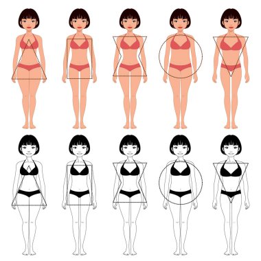 kadın vücut şekilleri, farklı typ beş farklı türleri