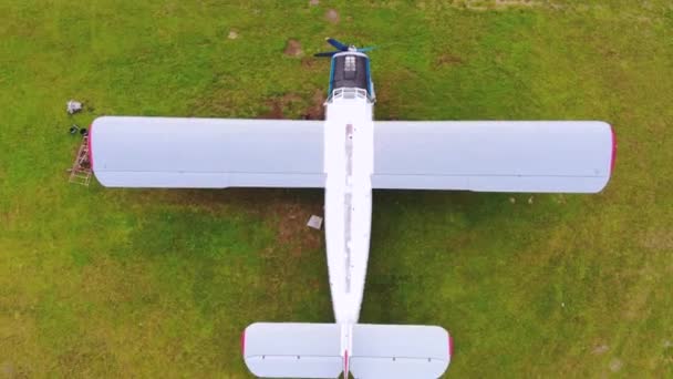 Aviões Ligeiros Aeródromo Vista Superior — Vídeo de Stock