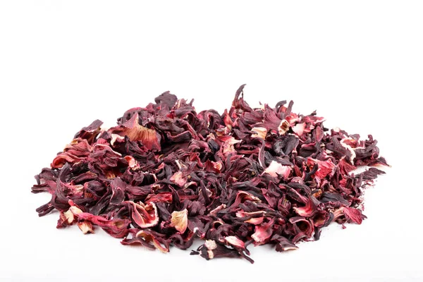 Yığın Kırmızı Bitkisel Çay Hibiscus Kurutulmuş Yaprakları — Stok fotoğraf