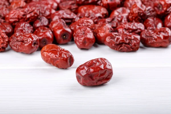 Szárított Zsidótövisbogyó Gyümölcsök Piros Dátumok Fehér — Stock Fotó