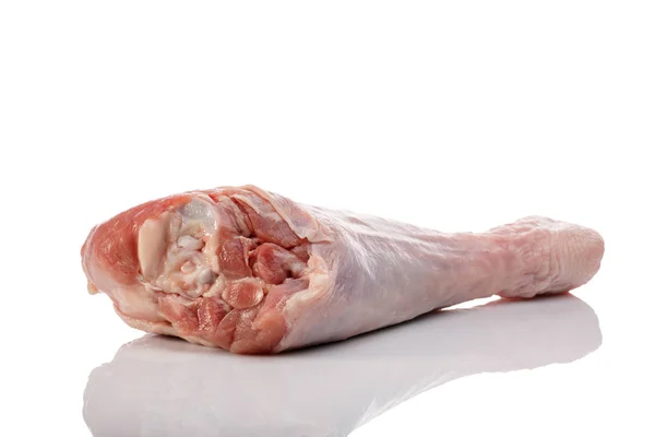 Raw Turkey Drumstick Leg Isolated White — Stock Photo, Image