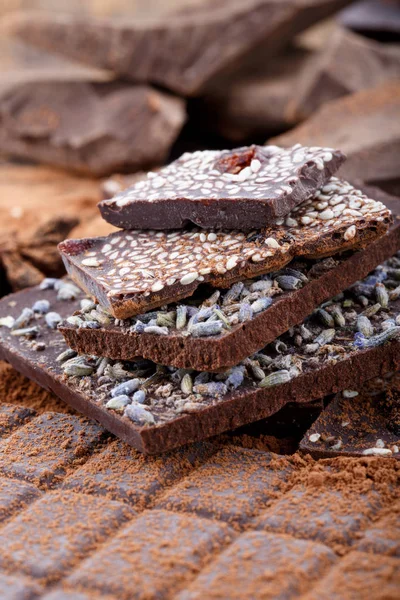 Diversi Tipi Barrette Cioccolato Cioccolato Artigianale Biologico — Foto Stock