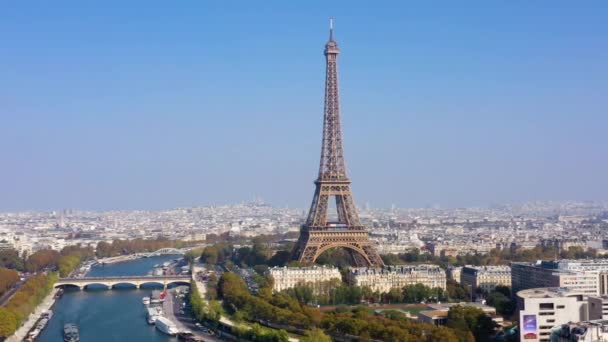 Vista Aérea Paris Com Torre Eiffel — Vídeo de Stock