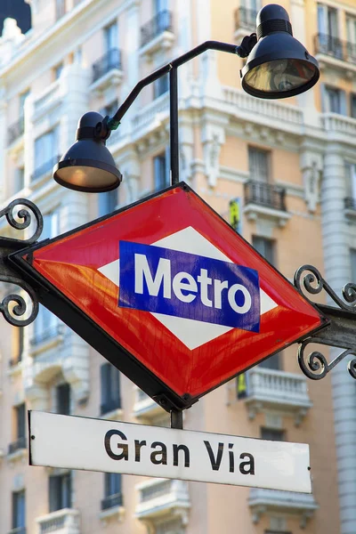 Gran Via Metro sign, Madrid, España —  Fotos de Stock