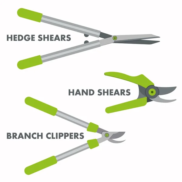 Tuinhandgereedschap Set Van Takkenscharen Handscharen Heggenscharen — Stockvector