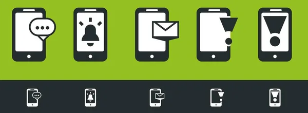 Mobil Értesítő Ikonok Bejövő Üzeneteket Mailt Szöveget Rendszert Chat Szimbólumokat — Stock Vector
