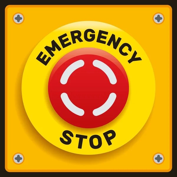 Mushroom Push Button Switch Emergency Stop Power-Off Failure Prevention 660V — Stock Vector