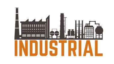 Endüstriyel arazi. Fabrika veya büyük enerji santrali silueti.