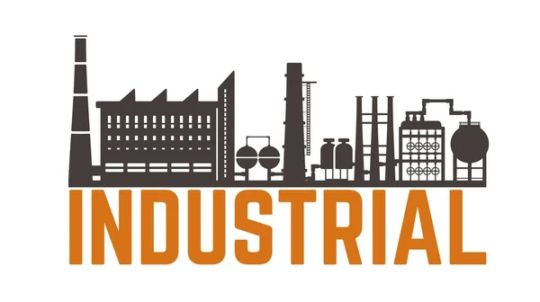 Endüstriyel arazi. Fabrika veya büyük enerji santrali silueti.