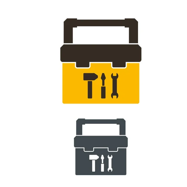 Enstrümanlar için alet çantası sandığı. Tamirci sandık deposu. Araç kutusu simgesi izole edildi. Vektör illüstrasyonu.