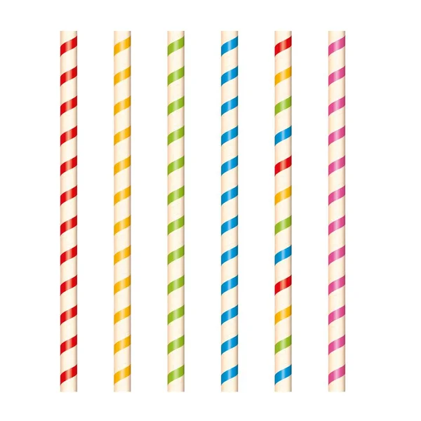 Striped paper straws with stripes for drinks and cocktails.Vector illustration. — Stock Vector