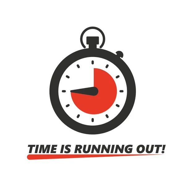 Stopwatch simgesi ile metin Zamanı tükeniyor ve kırmızı pasta çizelgesi. Saat sayacı. Daha hızlı vektör illüstrasyonu