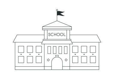 Okul çizgisi çizimi vektör illüstrasyonu. Çizgi sanatı eğitimi.