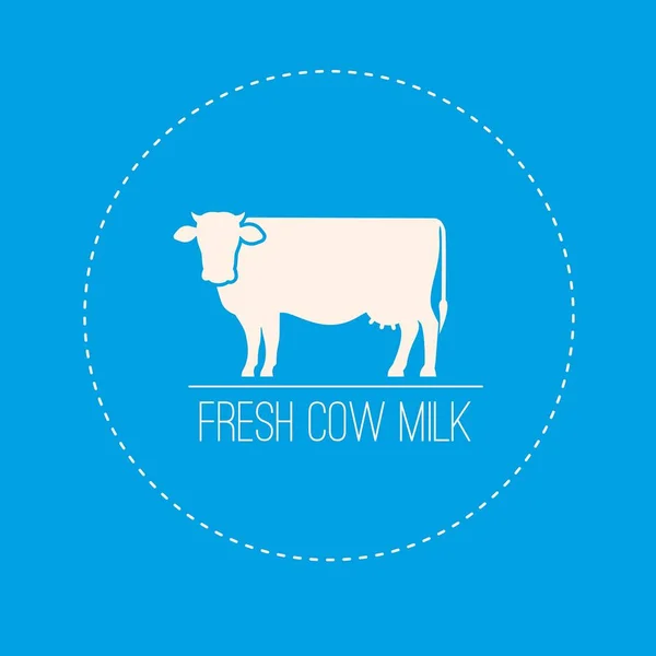 Taze inek sütü. Minimalist vektör çiftliği etiketi tasarımı ögesi.