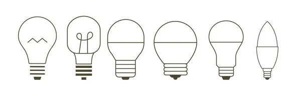 Ícones de contorno da lâmpada ilustração vetorial . —  Vetores de Stock