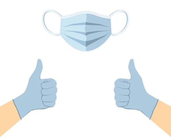 Yüz maskesi ve tek kullanımlık eldivenler. Vektör illüstrasyonu.