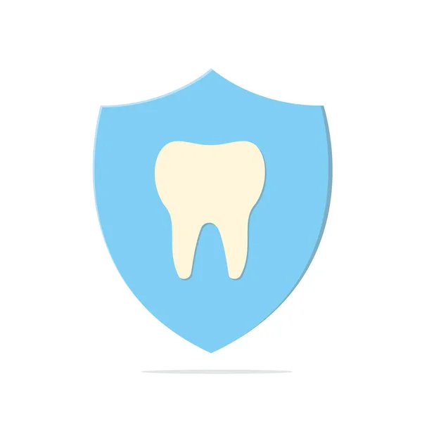 Dente sano in uno scudo su sfondo bianco isolato. Illustrazione vettoriale. — Vettoriale Stock